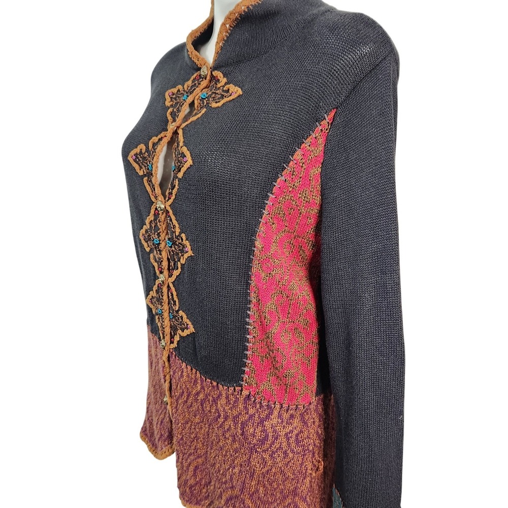 Coldwater Creek Embroidered Tapestry Cardigan Jacket Boho - Picture 2 of 11